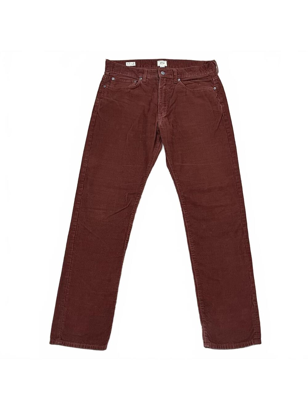 J.Crew Mens 770 Corduroy Red Brown Pants Size 33x32